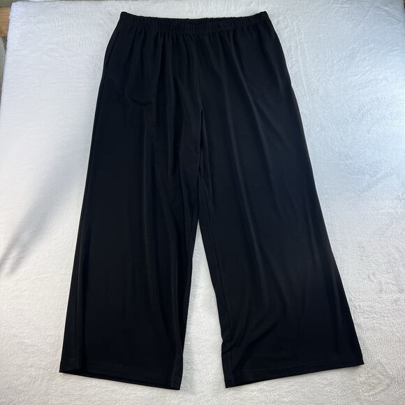 IC COLLECTION By Connie K Plus 2X High Rise Wide Leg Pants Black Heavy Ponte - Picture 3 of 13